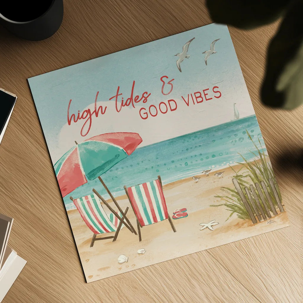 Beach Time II by Janelle Penner. Shown as a detailed flat fine art print, highlighting archival giclee quality. Available as an archival giclee rolled canvas, fine art paper, or poster print. SKU 44258a.