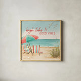 Beach Time II by Janelle Penner. Shown in a natural wood glass frame for a timeless modern aesthetic. Available as an archival giclee rolled canvas, fine art paper, or poster print. SKU 44258a.