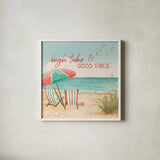 Beach Time II by Janelle Penner. Shown in a crisp white glass frame for a clean and minimalist style. Available as an archival giclee rolled canvas, fine art paper, or poster print. SKU 44258a.