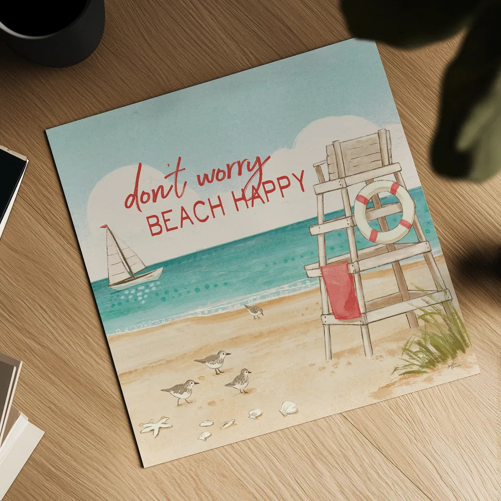 Beach Time III by Janelle Penner. Shown as a detailed flat fine art print, highlighting archival giclee quality. Available as an archival giclee rolled canvas, fine art paper, or poster print. SKU 44259a.