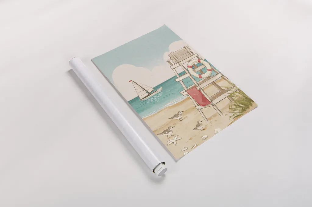 Beach Time III Vertical NW by Janelle Penner. shown as a rolled paper print. Available as archival giclee rolled canvas, fine art paper, or poster print. SKU 62718h.