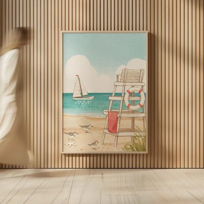 Beach Time III Vertical NW by Janelle Penner. shown as over sized large wall art. Available as an archival giclee rolled canvas, fine art paper, or poster print. SKU 62718h.