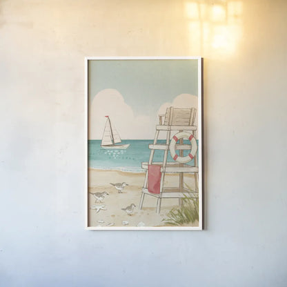 Beach Time III Vertical NW by Janelle Penner. shown as a paper print in a white frame. Available as a archival giclee rolled canvas, fine art paper, or poster print. SKU 62718h.