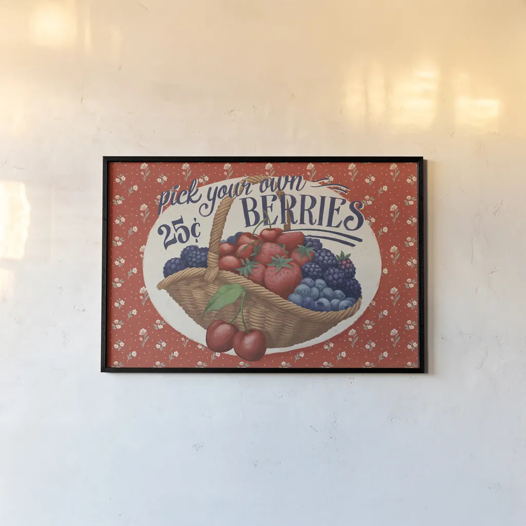 Berry Breeze I by Janelle Penner. shown as a paper print in a black flame. Available as a archival giclee rolled canvas, fine art paper, or poster print. SKU 73438i.