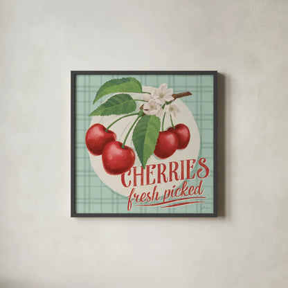 Berry Breeze III by Janelle Penner. Shown in a sleek black glass frame for a contemporary gallery look. Available as an archival giclee rolled canvas, fine art paper, or poster print. SKU 73440a.