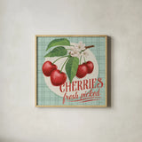 Berry Breeze III by Janelle Penner. Shown in a natural wood glass frame for a timeless modern aesthetic. Available as an archival giclee rolled canvas, fine art paper, or poster print. SKU 73440a.