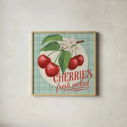 Berry Breeze III by Janelle Penner. Shown in a natural wood glass frame for a timeless modern aesthetic. Available as an archival giclee rolled canvas, fine art paper, or poster print. SKU 73440a.