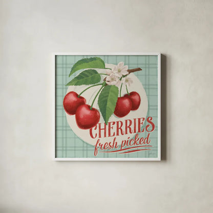 Berry Breeze III by Janelle Penner. Shown in a crisp white glass frame for a clean and minimalist style. Available as an archival giclee rolled canvas, fine art paper, or poster print. SKU 73440a.