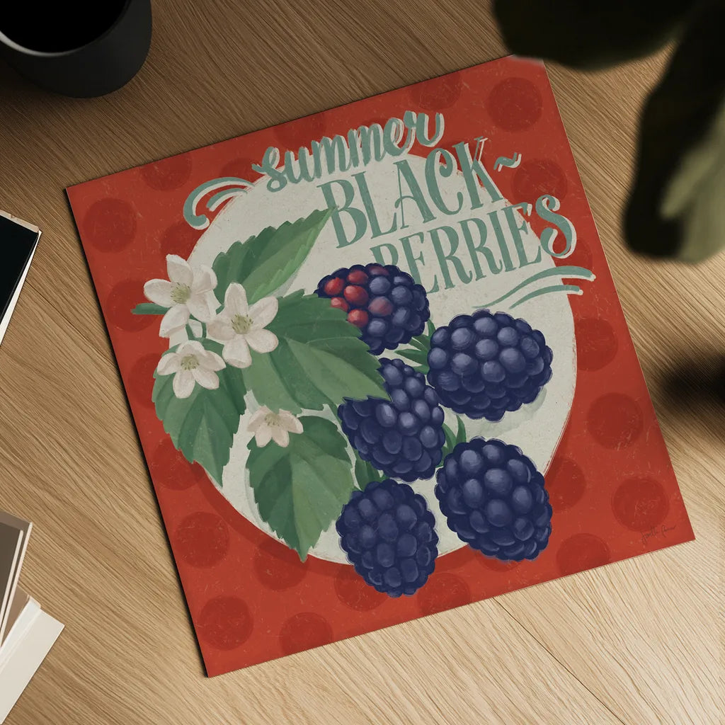 Berry Breeze V by Janelle Penner. Shown as a detailed flat fine art print, highlighting archival giclee quality. Available as an archival giclee rolled canvas, fine art paper, or poster print. SKU 73442a.