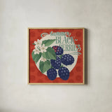 Berry Breeze V by Janelle Penner. Shown in a natural wood glass frame for a timeless modern aesthetic. Available as an archival giclee rolled canvas, fine art paper, or poster print. SKU 73442a.