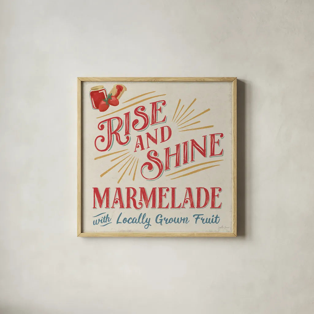 Berry Breeze VII by Janelle Penner. Shown in a natural wood glass frame for a timeless modern aesthetic. Available as an archival giclee rolled canvas, fine art paper, or poster print. SKU 73444a.