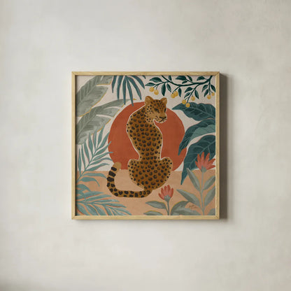 Big Cat Beauty II by Janelle Penner. Shown in a natural wood glass frame for a timeless modern aesthetic. Available as an archival giclee rolled canvas, fine art paper, or poster print. SKU 64883a.