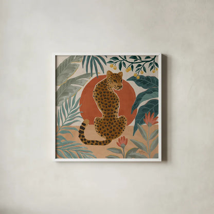 Big Cat Beauty II by Janelle Penner. Shown in a crisp white glass frame for a clean and minimalist style. Available as an archival giclee rolled canvas, fine art paper, or poster print. SKU 64883a.