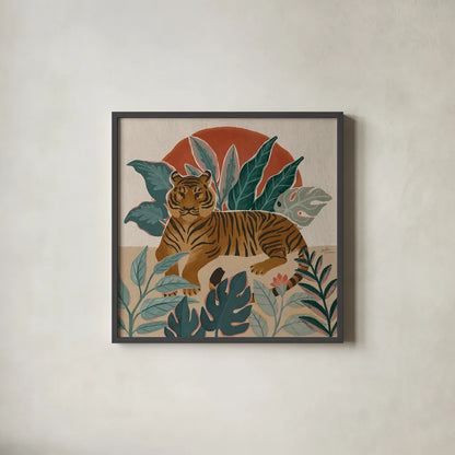 Big Cat Beauty III by Janelle Penner. Shown in a sleek black glass frame for a contemporary gallery look. Available as an archival giclee rolled canvas, fine art paper, or poster print. SKU 64884a.