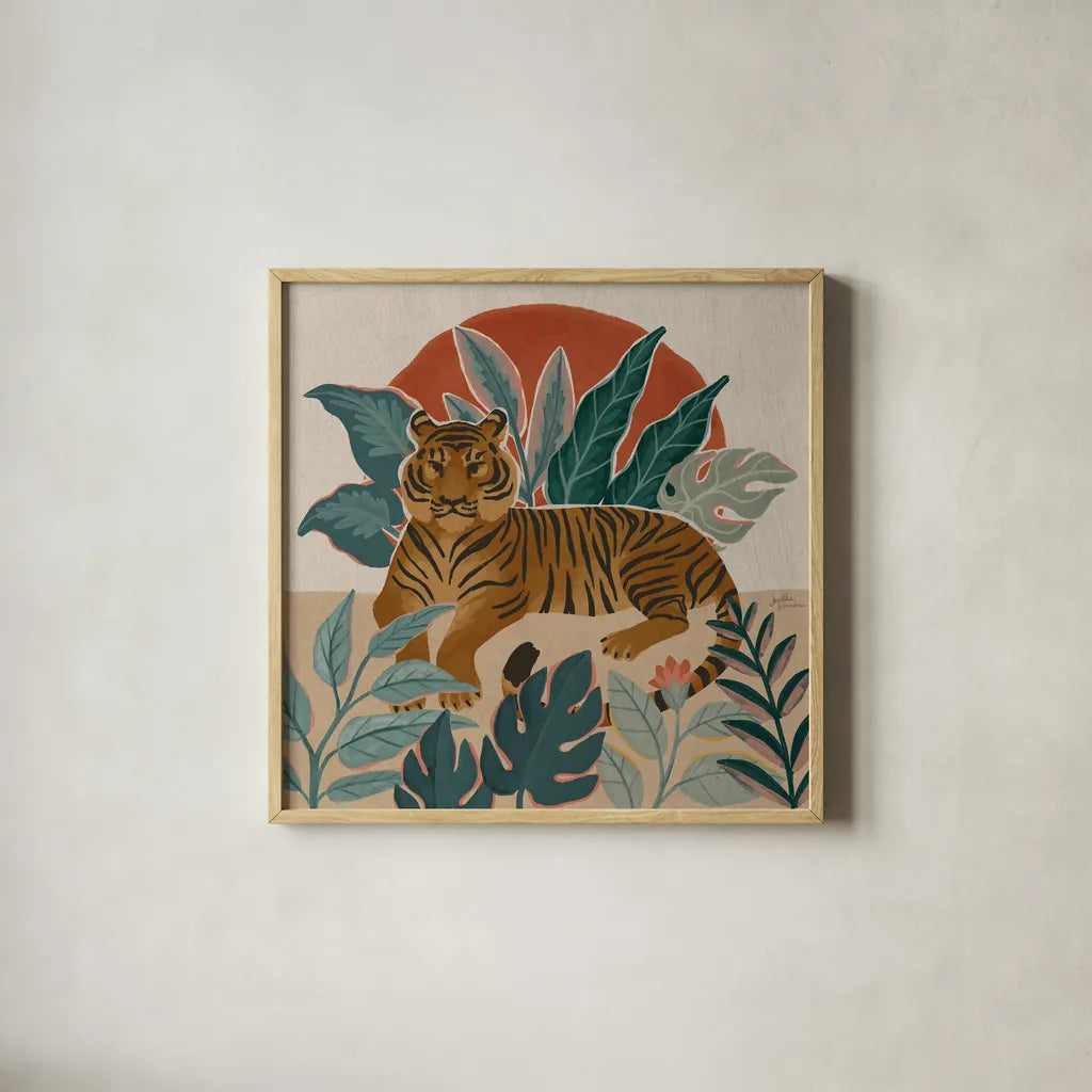 Big Cat Beauty III by Janelle Penner. Shown in a natural wood glass frame for a timeless modern aesthetic. Available as an archival giclee rolled canvas, fine art paper, or poster print. SKU 64884a.