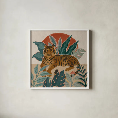 Big Cat Beauty III by Janelle Penner. Shown in a crisp white glass frame for a clean and minimalist style. Available as an archival giclee rolled canvas, fine art paper, or poster print. SKU 64884a.