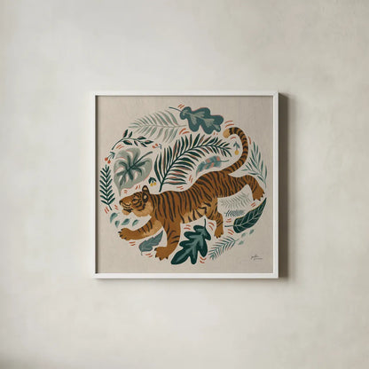 Big Cat Beauty VII by Janelle Penner. Shown in a crisp white glass frame for a clean and minimalist style. Available as an archival giclee rolled canvas, fine art paper, or poster print. SKU 64888a.