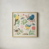 Bird Study II by Janelle Penner. Shown in a natural wood glass frame for a timeless modern aesthetic. Available as an archival giclee rolled canvas, fine art paper, or poster print. SKU 58595a.