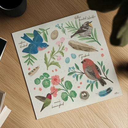 Bird Study III by Janelle Penner. Shown as a detailed flat fine art print, highlighting archival giclee quality. Available as an archival giclee rolled canvas, fine art paper, or poster print. SKU 58596a.