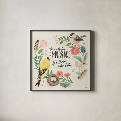 Bird Study IV by Janelle Penner. Shown in a sleek black glass frame for a contemporary gallery look. Available as an archival giclee rolled canvas, fine art paper, or poster print. SKU 58597a.