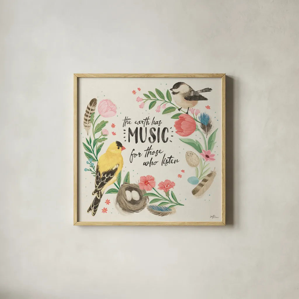 Bird Study IV by Janelle Penner. Shown in a natural wood glass frame for a timeless modern aesthetic. Available as an archival giclee rolled canvas, fine art paper, or poster print. SKU 58597a.