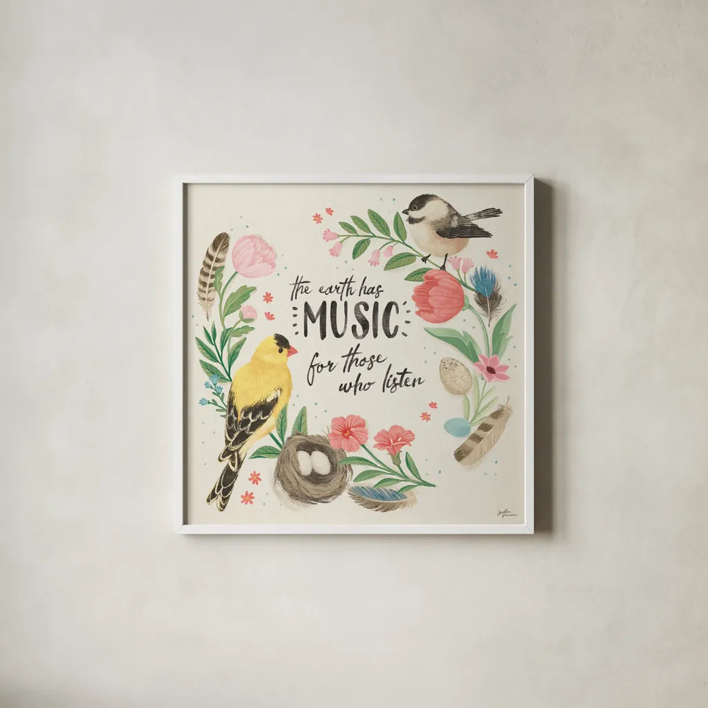 Bird Study IV by Janelle Penner. Shown in a crisp white glass frame for a clean and minimalist style. Available as an archival giclee rolled canvas, fine art paper, or poster print. SKU 58597a.