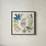 Bird Study V by Janelle Penner. Shown in a sleek black glass frame for a contemporary gallery look. Available as an archival giclee rolled canvas, fine art paper, or poster print. SKU 58598a.