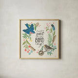 Bird Study V by Janelle Penner. Shown in a natural wood glass frame for a timeless modern aesthetic. Available as an archival giclee rolled canvas, fine art paper, or poster print. SKU 58598a.