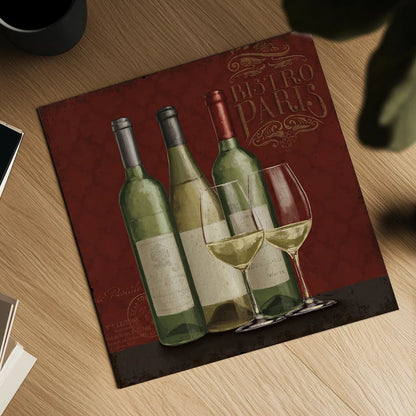Bistro Paris White Wine v.2 by Janelle Penner. Shown as a detailed flat fine art print, highlighting archival giclee quality. Available as an archival giclee rolled canvas, fine art paper, or poster print. SKU 21741a.