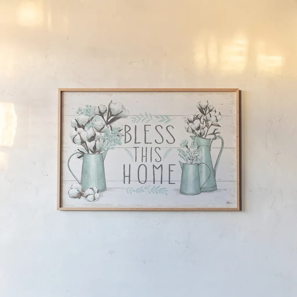 Blessed I by Janelle Penner. shown as a paper print in a natural frame. Available as a archival giclee rolled canvas, fine art paper, or poster print. SKU 39447i.