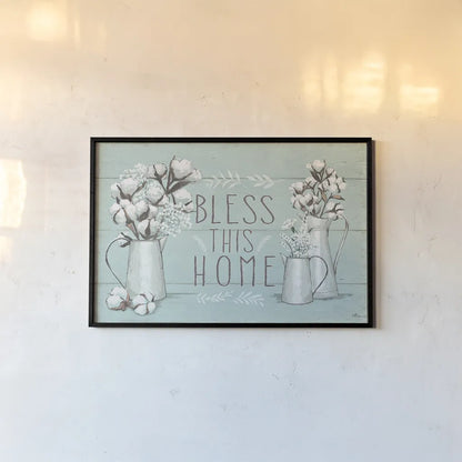 Blessed I Mint by Janelle Penner. shown as a paper print in a black flame. Available as a archival giclee rolled canvas, fine art paper, or poster print. SKU 39458i.