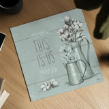 Blessed V Mint This is Us by Janelle Penner. Shown as a detailed flat fine art print, highlighting archival giclee quality. Available as an archival giclee rolled canvas, fine art paper, or poster print. SKU 41646a.