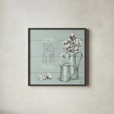 Blessed V Mint This is Us by Janelle Penner. Shown in a sleek black glass frame for a contemporary gallery look. Available as an archival giclee rolled canvas, fine art paper, or poster print. SKU 41646a.