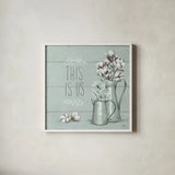 Blessed V Mint This is Us by Janelle Penner. Shown in a crisp white glass frame for a clean and minimalist style. Available as an archival giclee rolled canvas, fine art paper, or poster print. SKU 41646a.