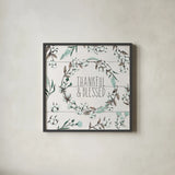 Blessed VI by Janelle Penner. Shown in a sleek black glass frame for a contemporary gallery look. Available as an archival giclee rolled canvas, fine art paper, or poster print. SKU 39452a.
