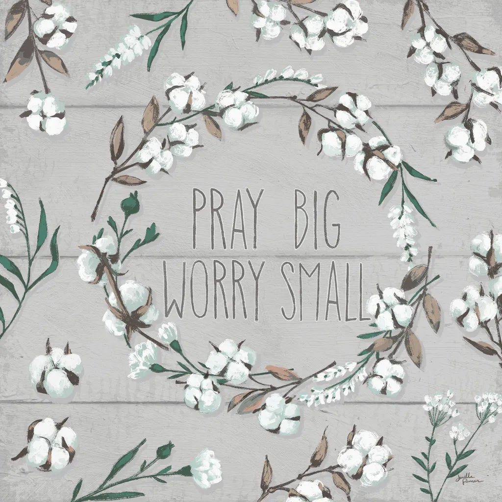 Blessed VI Gray Pray Big Worry Small by Janelle Penner. SKU 41645a. Archival Giclee Fine art print for wall decor.