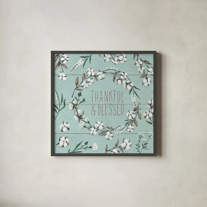Blessed VI Mint by Janelle Penner. Shown in a sleek black glass frame for a contemporary gallery look. Available as an archival giclee rolled canvas, fine art paper, or poster print. SKU 39463a.