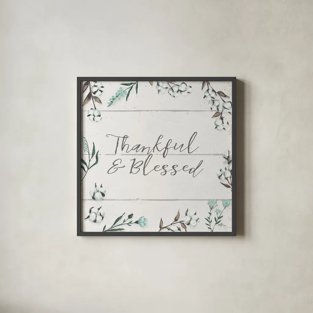 Blessed VI v2 by Janelle Penner. Shown in a sleek black glass frame for a contemporary gallery look. Available as an archival giclee rolled canvas, fine art paper, or poster print. SKU 43152a.