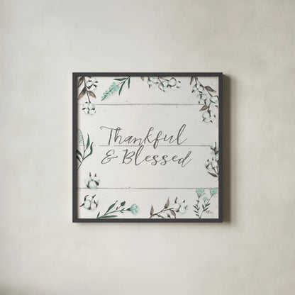 Blessed VI v2 by Janelle Penner. Shown in a sleek black glass frame for a contemporary gallery look. Available as an archival giclee rolled canvas, fine art paper, or poster print. SKU 43152a.