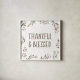 Blessed VI v2 Neutral by Janelle Penner. Shown in a crisp white glass frame for a clean and minimalist style. Available as an archival giclee rolled canvas, fine art paper, or poster print. SKU 48932a.