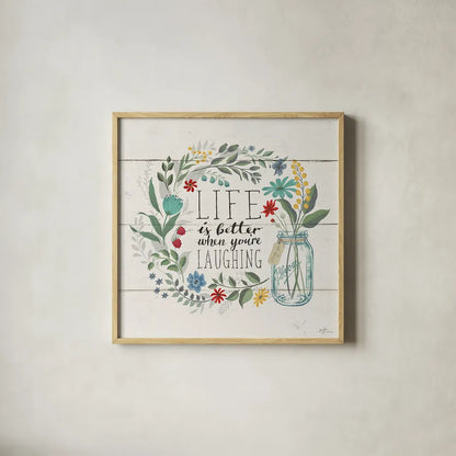 Blooming Thoughts I by Janelle Penner. Shown in a natural wood glass frame for a timeless modern aesthetic. Available as an archival giclee rolled canvas, fine art paper, or poster print. SKU 29080a.