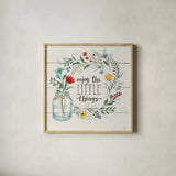 Blooming Thoughts II by Janelle Penner. Shown in a natural wood glass frame for a timeless modern aesthetic. Available as an archival giclee rolled canvas, fine art paper, or poster print. SKU 29081a.
