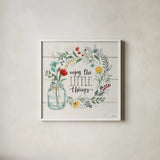 Blooming Thoughts II by Janelle Penner. Shown in a crisp white glass frame for a clean and minimalist style. Available as an archival giclee rolled canvas, fine art paper, or poster print. SKU 29081a.