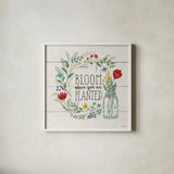 Blooming Thoughts III by Janelle Penner. Shown in a crisp white glass frame for a clean and minimalist style. Available as an archival giclee rolled canvas, fine art paper, or poster print. SKU 29079a.