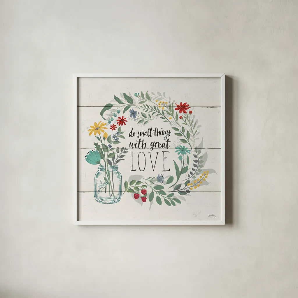 Blooming Thoughts IV by Janelle Penner. Shown in a crisp white glass frame for a clean and minimalist style. Available as an archival giclee rolled canvas, fine art paper, or poster print. SKU 29078a.