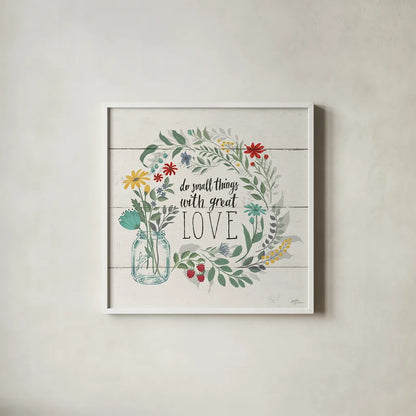 Blooming Thoughts IV by Janelle Penner. Shown in a crisp white glass frame for a clean and minimalist style. Available as an archival giclee rolled canvas, fine art paper, or poster print. SKU 29078a.