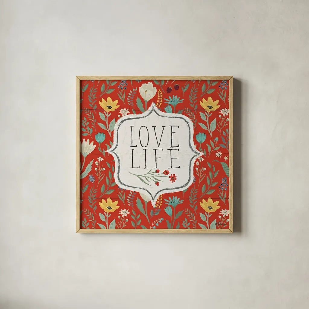 Blooming Thoughts V by Janelle Penner. Shown in a natural wood glass frame for a timeless modern aesthetic. Available as an archival giclee rolled canvas, fine art paper, or poster print. SKU 29075a.