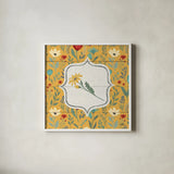 Blooming Thoughts V Flower by Janelle Penner. Shown in a crisp white glass frame for a clean and minimalist style. Available as an archival giclee rolled canvas, fine art paper, or poster print. SKU 33802a.