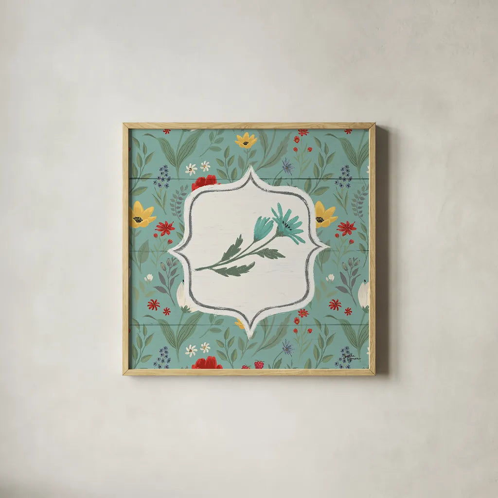 Blooming Thoughts VI Flower by Janelle Penner. Shown in a natural wood glass frame for a timeless modern aesthetic. Available as an archival giclee rolled canvas, fine art paper, or poster print. SKU 33803a.