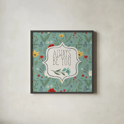 Blooming Thoughts VII by Janelle Penner. Shown in a sleek black glass frame for a contemporary gallery look. Available as an archival giclee rolled canvas, fine art paper, or poster print. SKU 29074a.